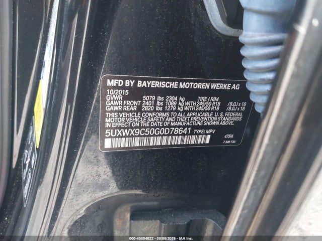 2016 Bmw X3 Xdrive28i მანქანა იყიდება აუქციონზე, vin: 5UXWX9C50G0D78641, აუქციონის ნომერი: 45804022