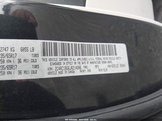 Aukcja sprzedaży 2018 Chrysler Pacifica Touring L, vin: 2C4RC1BG6JR214206, numer aukcji: 45804060