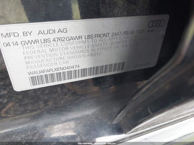 Продажа на аукционе авто 2014 Audi A4 2.0t Premium, vin: WAUAFAFLXEN040474, номер лота: 45804068