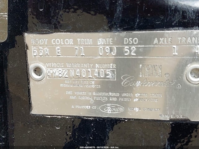 Продаж на аукціоні авто 1964 Lincoln Continental, vin: 4Y82N401405, номер лоту: 45804076