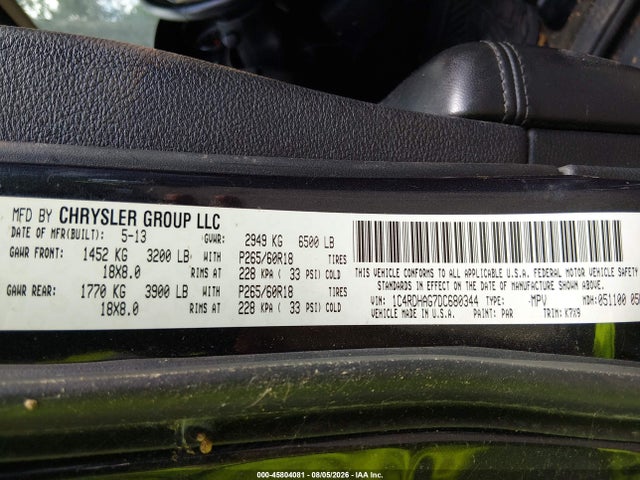Aukcja sprzedaży 2013 Dodge Durango Sxt, vin: 1C4RDHAG7DC680344, numer aukcji: 45804081
