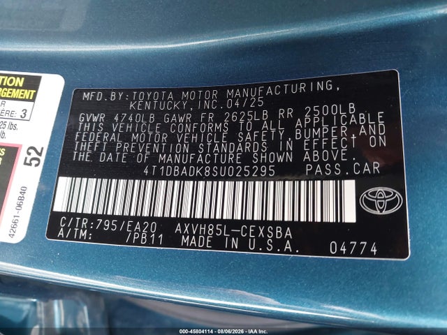 Toyota CAMRY SE 2025 4T1DBADK8SU025295 Image 9