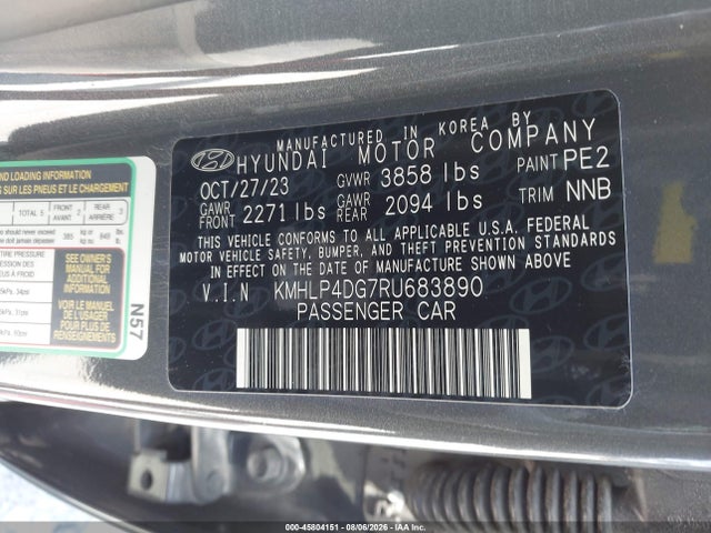 Продажа на аукционе авто 2024 Hyundai Elantra Limited, vin: KMHLP4DG7RU683890, номер лота: 45804151