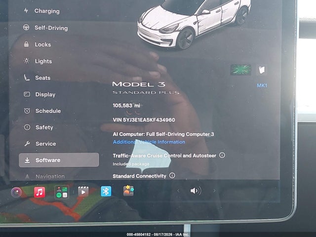 45804182 :رقم المزاد ، 5YJ3E1EA5KF434960 vin ، 2019 Tesla Model 3 Long Range/mid Range/standard Range/standard Range Plus مزاد بيع