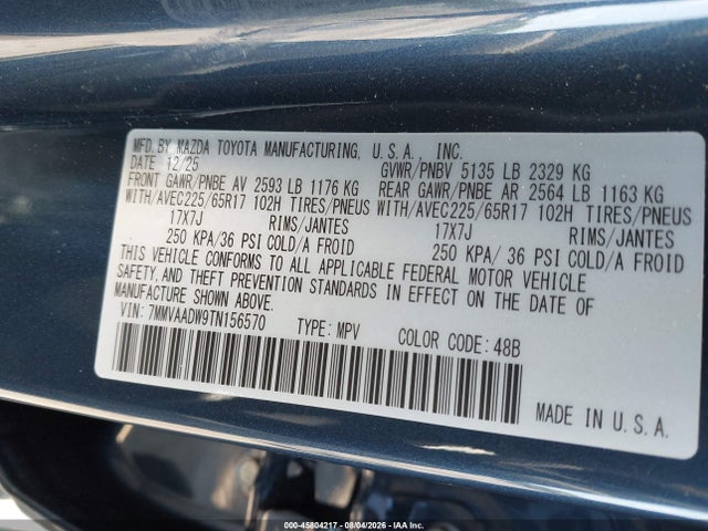 Aukcja sprzedaży 2026 Mazda Cx-50 Hybrid Premium, vin: 7MMVAADW9TN156570, numer aukcji: 45804217