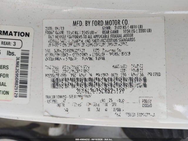 Продаж на аукціоні авто 2013 Lincoln Mkz, vin: 3LN6L2G95DR825129, номер лоту: 45804232