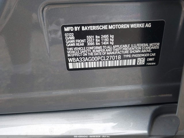 2023 Bmw 530e Xdrive მანქანა იყიდება აუქციონზე, vin: WBA33AG00PCL27018, აუქციონის ნომერი: 45804242