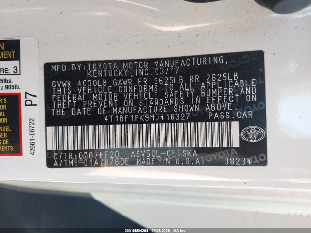 Toyota CAMRY SE 2017 4T1BF1FK9HU416327 Image 9