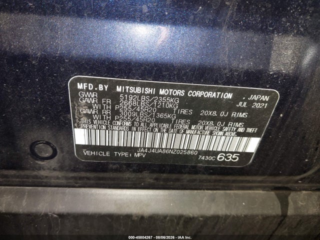 Продаж на аукціоні авто 2022 Mitsubishi Outlander Black Edition S-awc/se 2.5 S-awc/se Launch Edition S-awc, vin: JA4J4UA86NZ025860, номер лоту: 45804267