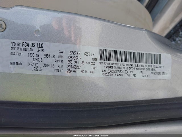 Продажа на аукционе авто 2018 Dodge Grand Caravan Sxt, vin: 2C4RDGCG7JR241994, номер лота: 45804288
