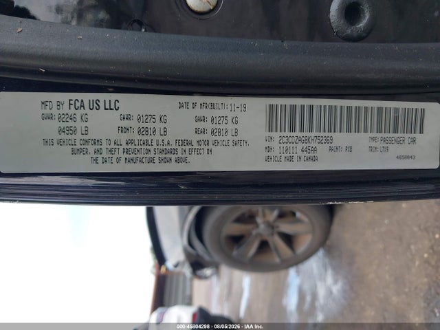 2019 Dodge Challenger Sxt მანქანა იყიდება აუქციონზე, vin: 2C3CDZAG8KH752369, აუქციონის ნომერი: 45804298
