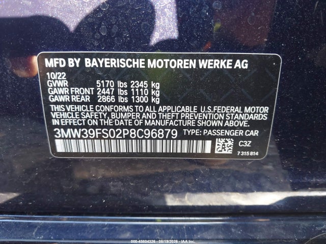 Aukcja sprzedaży 2023 Bmw 330xe, vin: 3MW39FS02P8C96879, numer aukcji: 45804326
