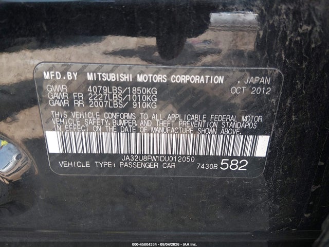 Продажа на аукционе авто 2013 Mitsubishi Lancer Gt, vin: JA32U8FW1DU012050, номер лота: 45804334