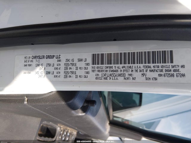 Продажа на аукционе авто 2012 Jeep Liberty Sport, vin: 1C4PJLAK5CW100593, номер лота: 45804400