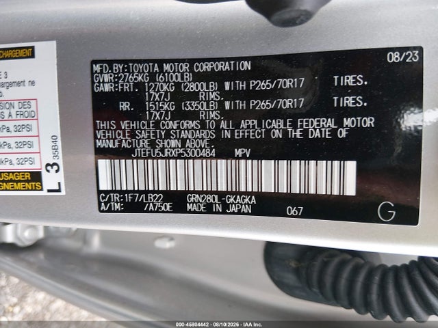 Продажа на аукционе авто 2023 Toyota 4runner Sr5 Premium, vin: JTEFU5JRXP5300484, номер лота: 45804442