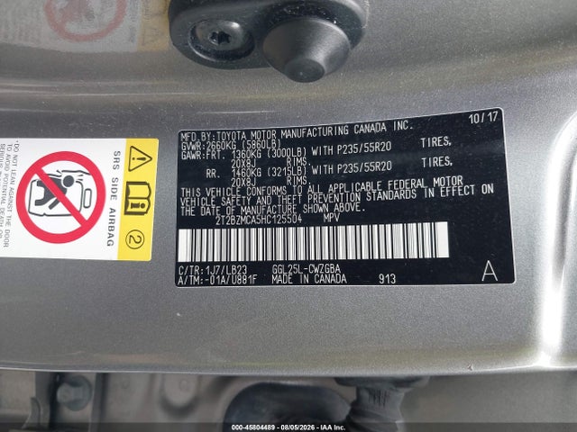 2T2BZMCA5HC125504 Lexus Rx 350/base/f Sport