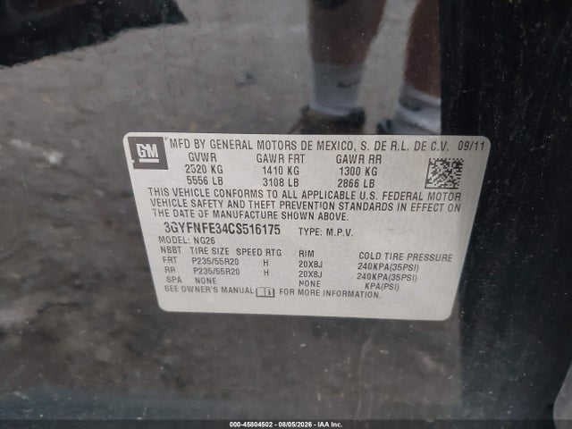 Продаж на аукціоні авто 2012 Cadillac Srx Premium Collection, vin: 3GYFNFE34CS516175, номер лоту: 45804502