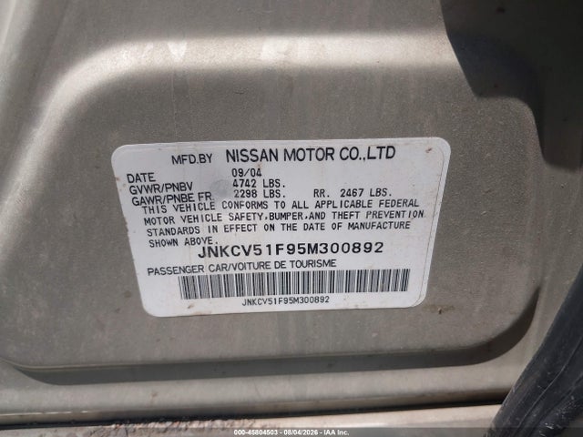 Продаж на аукціоні авто 2005 Infiniti G35x, vin: JNKCV51F95M300892, номер лоту: 45804503