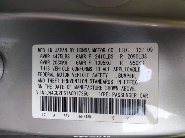 Aukcja sprzedaży 2010 Acura Tsx 2.4, vin: JH4CU2F61AC017350, numer aukcji: 45804521