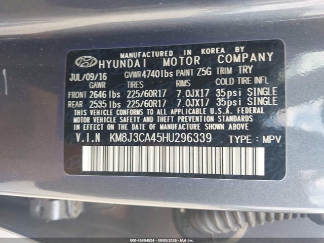 Hyundai TUCSON SE 2017 KM8J3CA45HU296339 Image 9