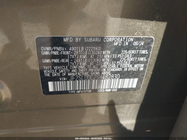 Aukcja sprzedaży 2025 Subaru Forester Premium, vin: JF2SLDDC2SH482830, numer aukcji: 45804535