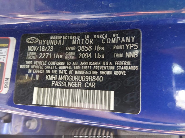 Продажа на аукционе авто 2024 Hyundai Elantra Sel, vin: KMHLM4DG0RU698840, номер лота: 45804544