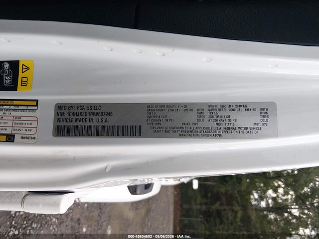 2021 Jeep Wrangler Unlimited Sahara Altitude 4x4 მანქანა იყიდება აუქციონზე, vin: 1C4HJXEG1MW607946, აუქციონის ნომერი: 45804602