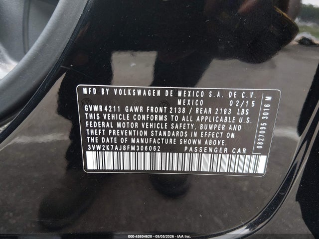 Продаж на аукціоні авто 2015 Volkswagen Jetta 2.0l S, vin: 3VW2K7AJ8FM306062, номер лоту: 45804620