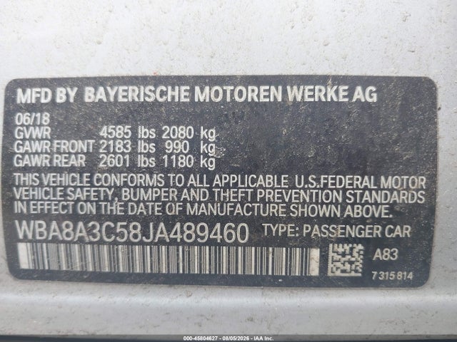 BMW 320i Xdrive 2018 WBA8A3C58JA489460 Image 9