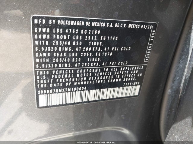 2026 Volkswagen Tiguan Se R-line Black მანქანა იყიდება აუქციონზე, vin: 3VVHR7RMXTM100004, აუქციონის ნომერი: 45804739