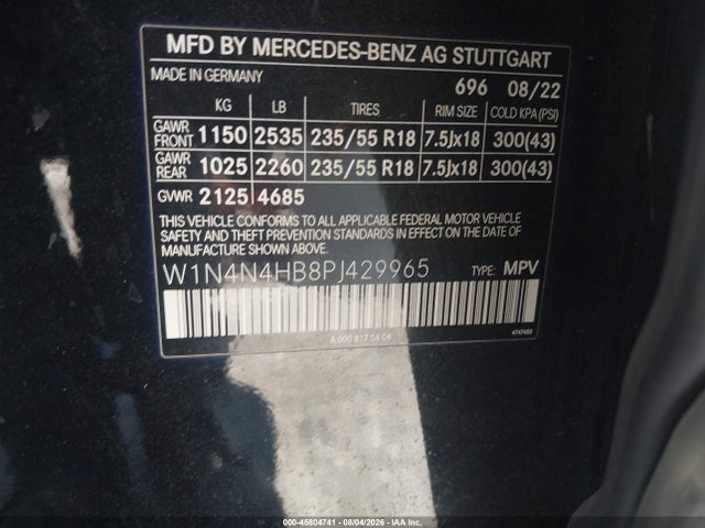 45804741 :رقم المزاد ، W1N4N4HB8PJ429965 vin ، 2023 Mercedes-benz Gla 250 4matic مزاد بيع