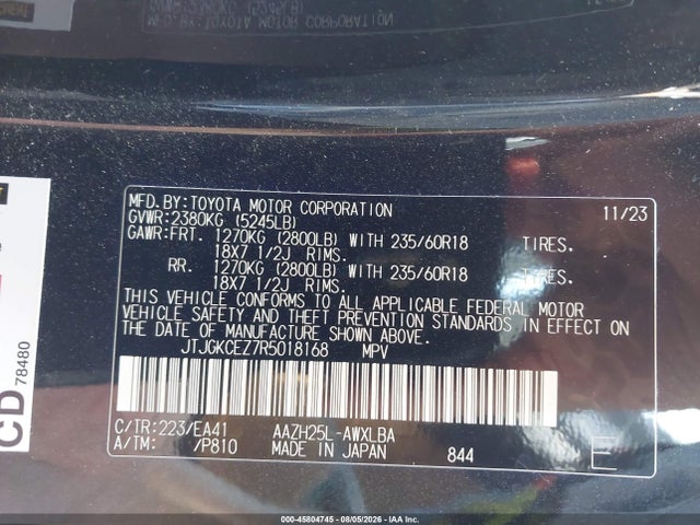 Aukcja sprzedaży 2024 Lexus Nx 350h Premium, vin: JTJGKCEZ7R5018168, numer aukcji: 45804745