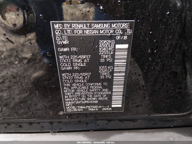 2018 Nissan Rogue S მანქანა იყიდება აუქციონზე, vin: KNMAT2MT9JP606398, აუქციონის ნომერი: 45804802