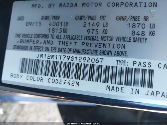 JM1BM1T79G1292067 Mazda Mazda3 I Sport