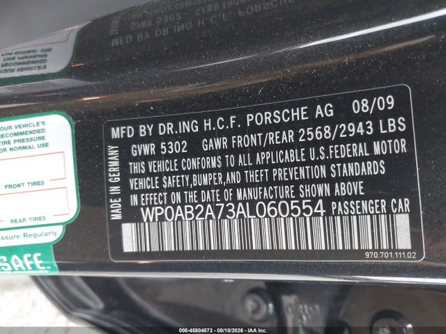 45804873 :رقم المزاد ، WP0AB2A73AL060554 vin ، 2010 Porsche Panamera S مزاد بيع