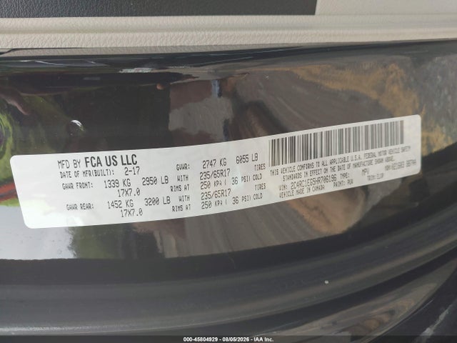 Aukcja sprzedaży 2017 Chrysler Pacifica Touring-l Plus, vin: 2C4RC1EG5HR706196, numer aukcji: 45804929