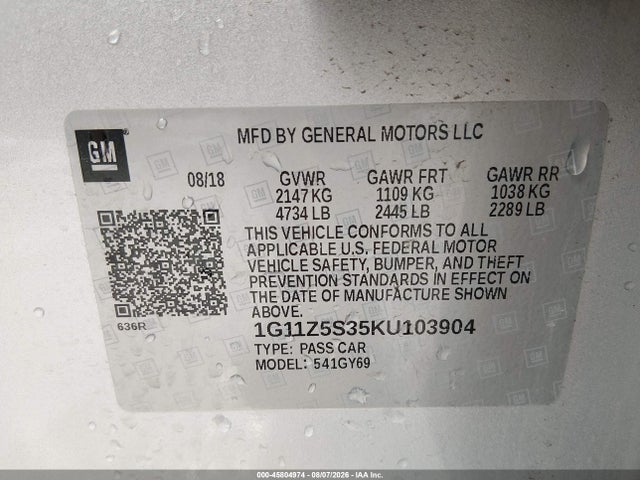 Chevrolet IMPALA LT 2019 1G11Z5S35KU103904 Image 9