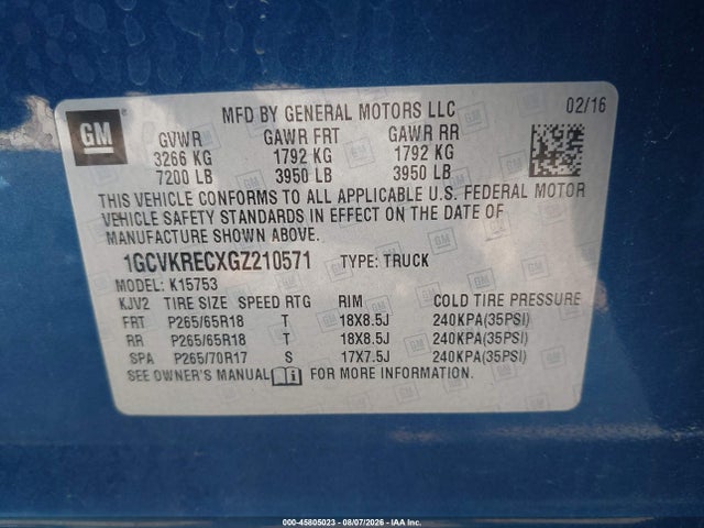 1GCVKRECXGZ210571 Chevrolet Silverado 1500 Lt