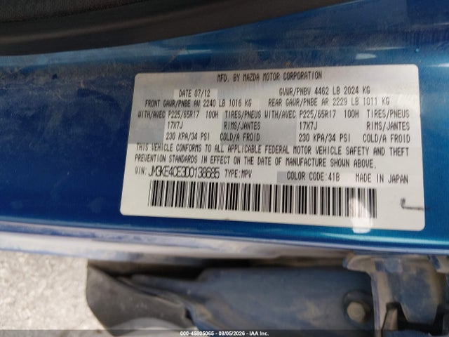 Aukcja sprzedaży 2013 Mazda Cx-5 Touring, vin: JM3KE4CE3D0138685, numer aukcji: 45805065
