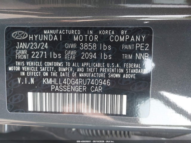 2024 Hyundai Elantra Se მანქანა იყიდება აუქციონზე, vin: KMHLL4DG4RU740946, აუქციონის ნომერი: 45805081