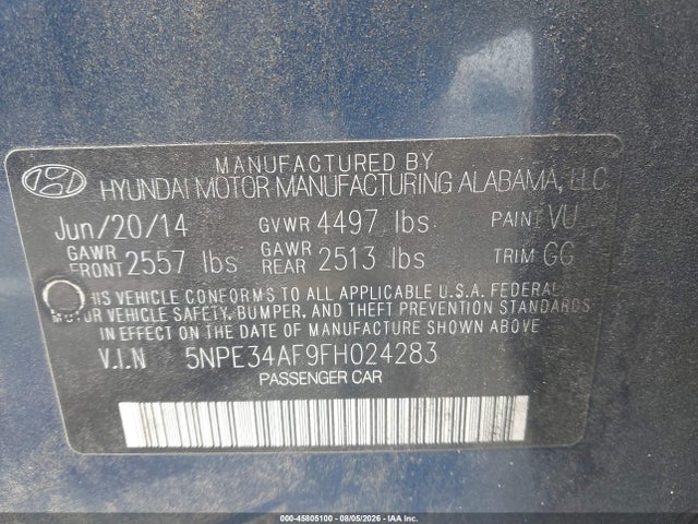Продажа на аукционе авто 2015 Hyundai Sonata Sport, vin: 5NPE34AF9FH024283, номер лота: 45805100