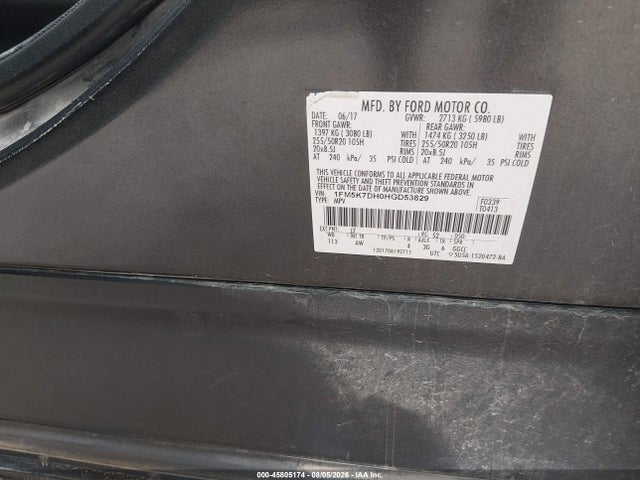 Ford EXPLORER XLT 2017 1FM5K7DH0HGD53829 Image 9