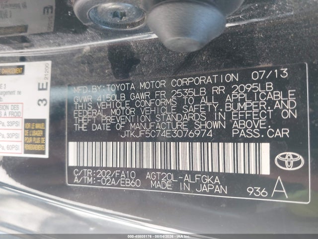 Продажа на аукционе авто 2014 Scion Tc, vin: JTKJF5C74E3076974, номер лота: 45805176