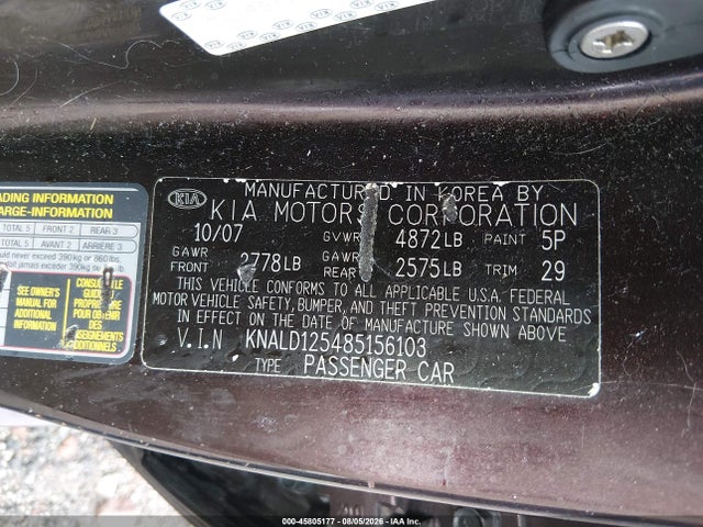 Продажа на аукционе авто 2008 Kia Amanti, vin: KNALD125485156103, номер лота: 45805177