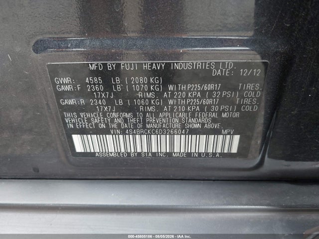 Продажа на аукционе авто 2013 Subaru Outback 2.5i Limited, vin: 4S4BRCKC6D3266047, номер лота: 45805186