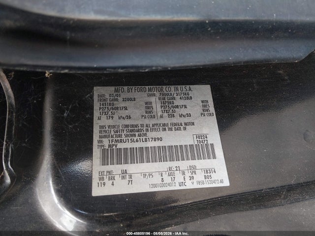 Продажа на аукционе авто 2001 Ford Expedition Xlt, vin: 1FMRU15L61LB17890, номер лота: 45805196
