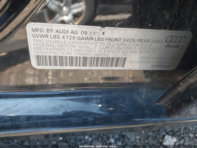 Aukcja sprzedaży 2012 Audi A4 2.0t Premium, vin: WAUAFAFL7CN009213, numer aukcji: 45805206