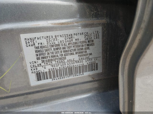 2023 Nissan Sentra S Xtronic Cvt მანქანა იყიდება აუქციონზე, vin: 3N1AB8BVXPY286268, აუქციონის ნომერი: 45805256