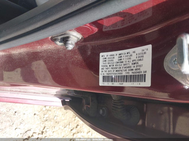Aukcja sprzedaży 2016 Honda Accord Touring, vin: 1HGCR3F90GA026856, numer aukcji: 45805353