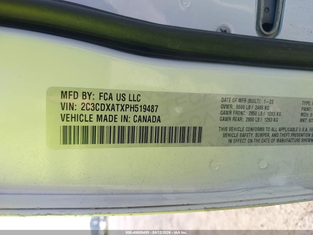 Продажа на аукционе авто 2023 Dodge Charger Police Rwd, vin: 2C3CDXATXPH519487, номер лота: 45805450